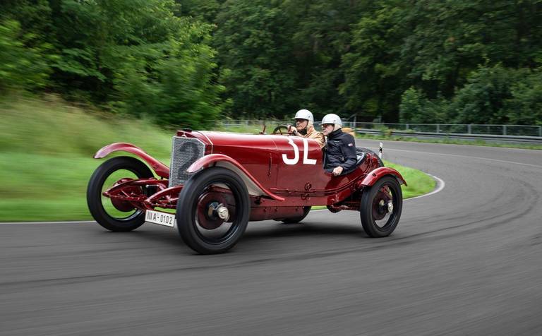 Mercedes two-liter Targa Florio race car, 1924, driven by Mercedes-Benz Classic brand ambassador Karl Wendlinger at the Solitude Revival in June 2024